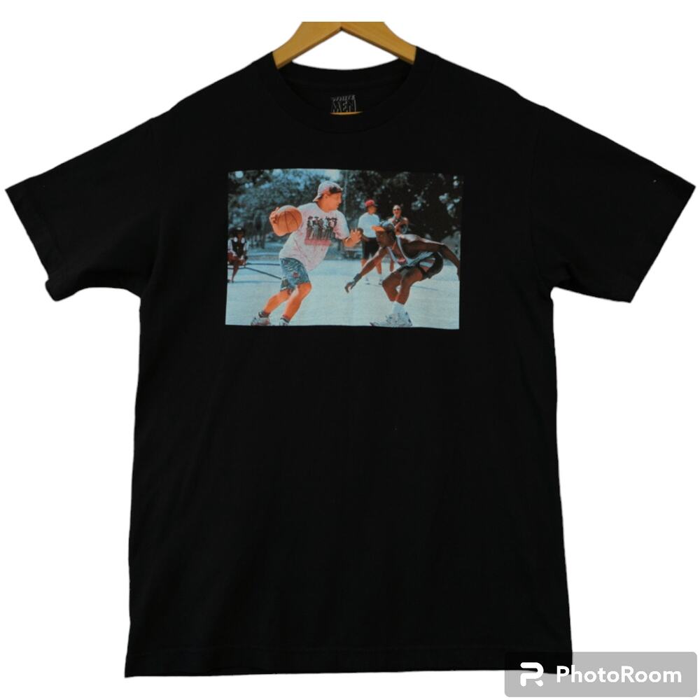 White Men Can't Jump Double-Sided Graphic Print T-Shirt Men's Size Medium Black